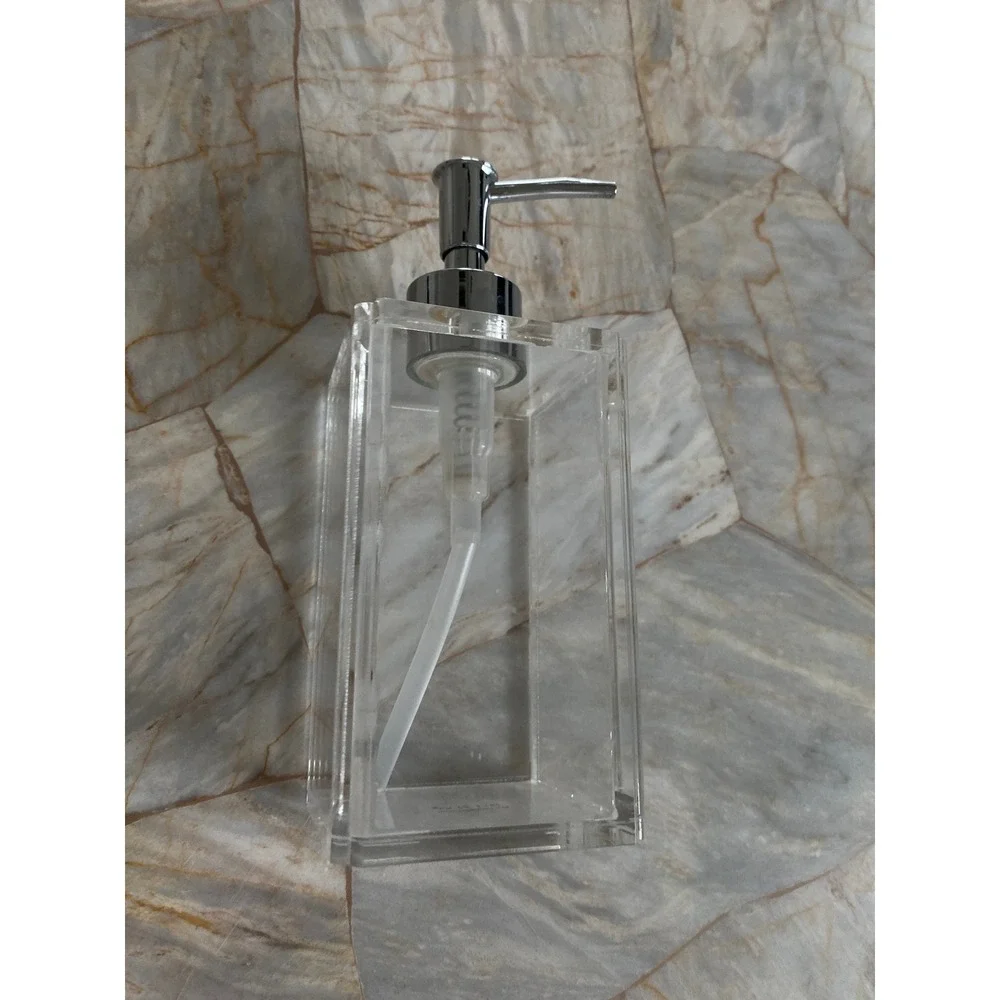 BINO Clear Acrylic Soap Dispenser Rectangular Chrome Pump Modern Bathroom Decor